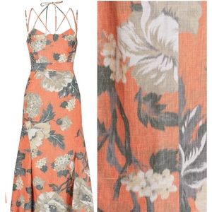 ERDEM Floral bustier trumpet Linen Dress